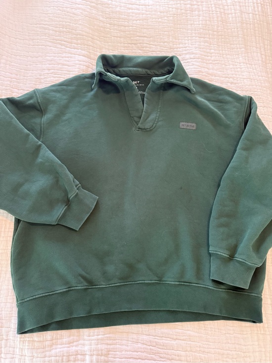 SET Active Tops - SET Active Deep Green Collar Pullover Sweatshirt GUC 1308